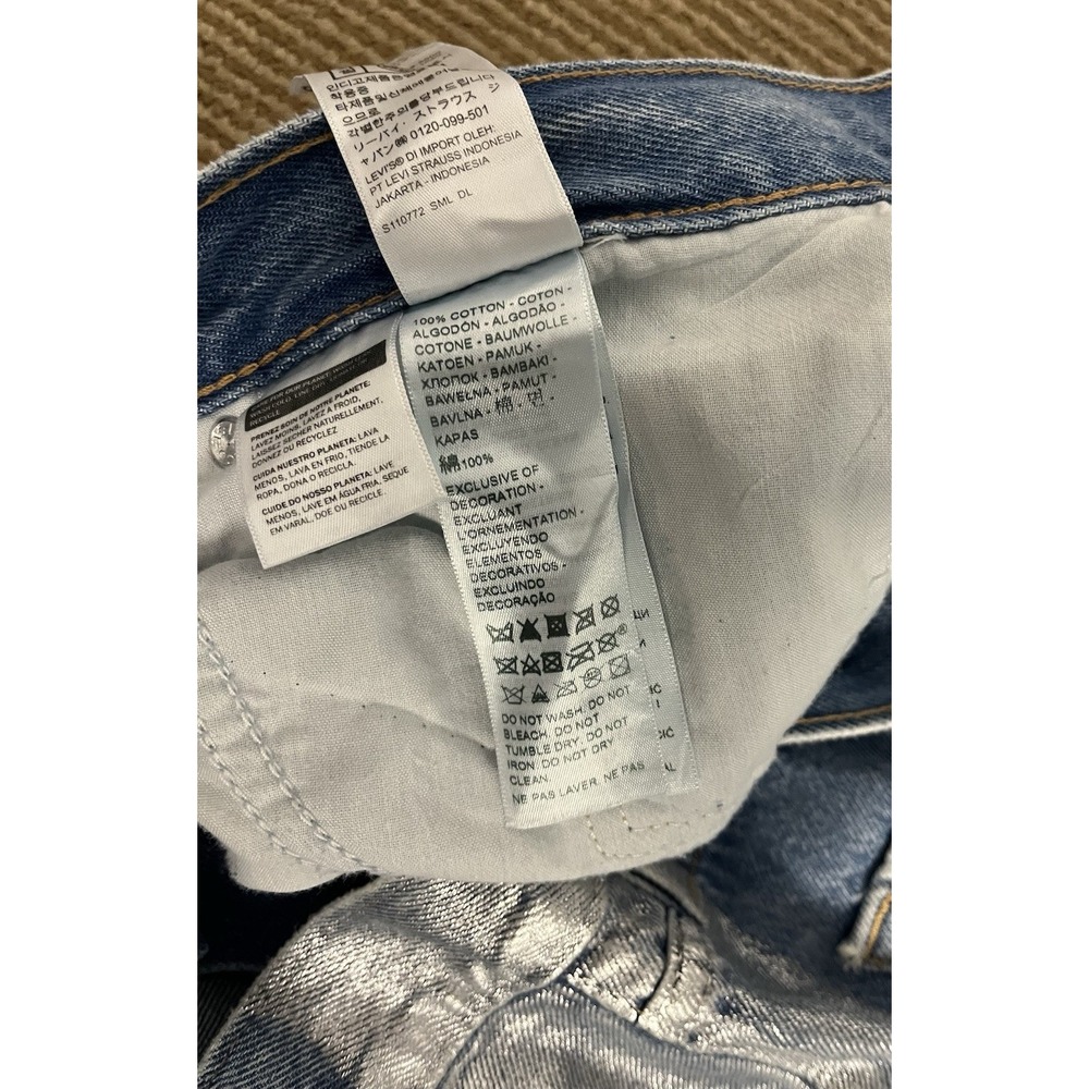 Levi's Premium XL Straight Women's 31 Blue Jeans Silver Metallic Stripe - Picture 12 of 12